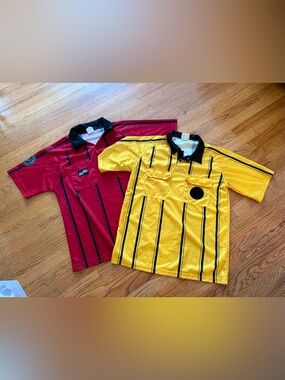 Set of 2 - Sports International Soccer Jerseys Medium Red & Yellow Referee Shirt